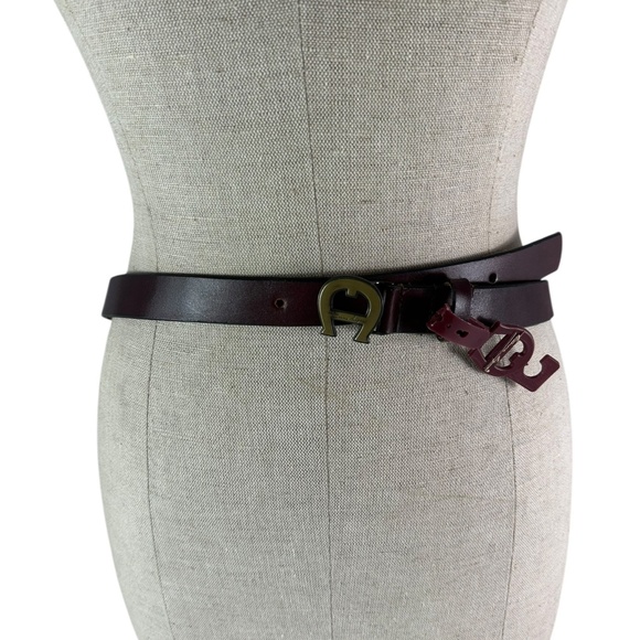 Rare Genuine ETIENNE AIGNER Burgundy Leather Logo Belt For Unisex Size XL 34 main image 10
